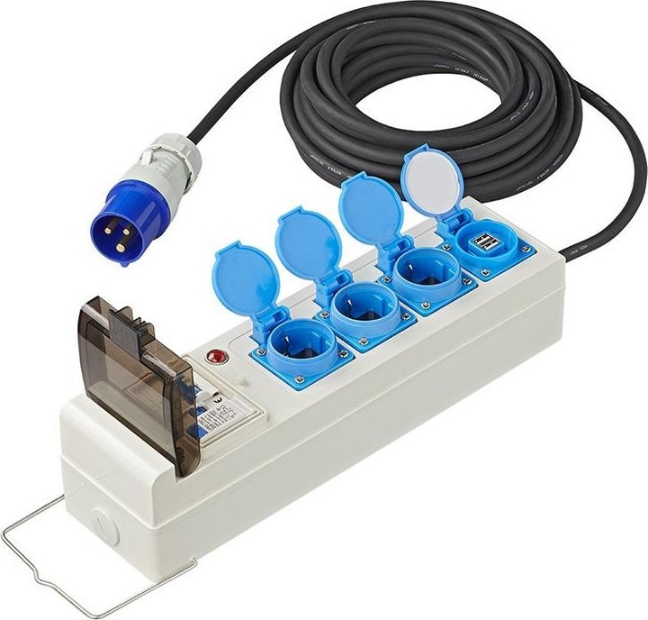Produktbild ProPlus Zelt-/Faltwagen-Steckdose 20M 3x2.5mm² mit MCCB und RCD + 2xUSB (3 x, CEE 7/3, 20 m)
