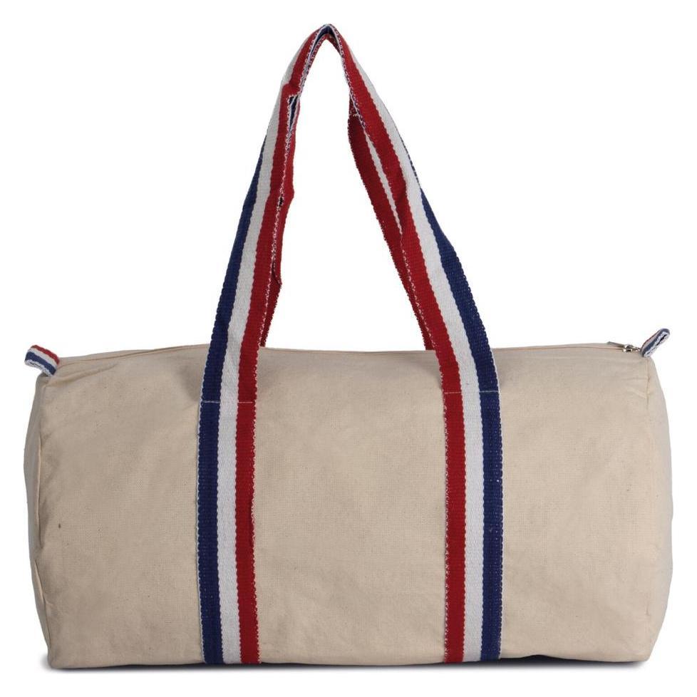 Kimood, Tasche, Duffle-Tasche Aus Baumwoll-Canvas, Mehrfarbig, Rot, Weiss