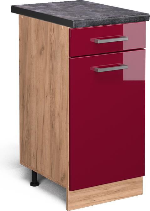 Bordeaux Hochglanz, Goldkraft Eiche, Rot Hochglanz