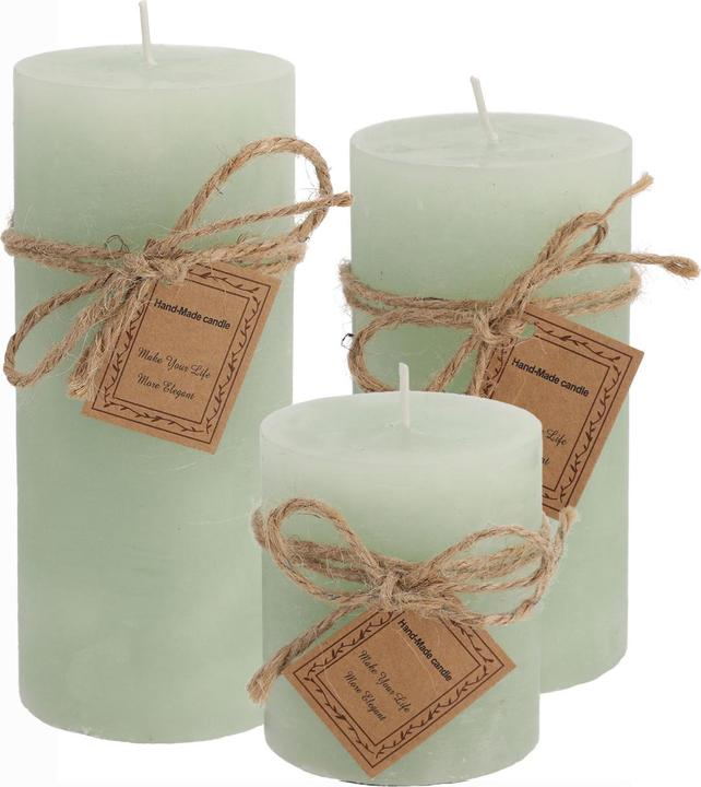 Casativo Lot de 3 bougies turquoises givrées, tailles différentes (3 pcs)