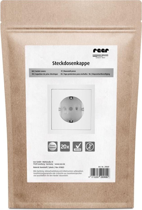 Produktbild Reer Kindersicherungen Steckdosenkappe 20er Pack einfache Montage