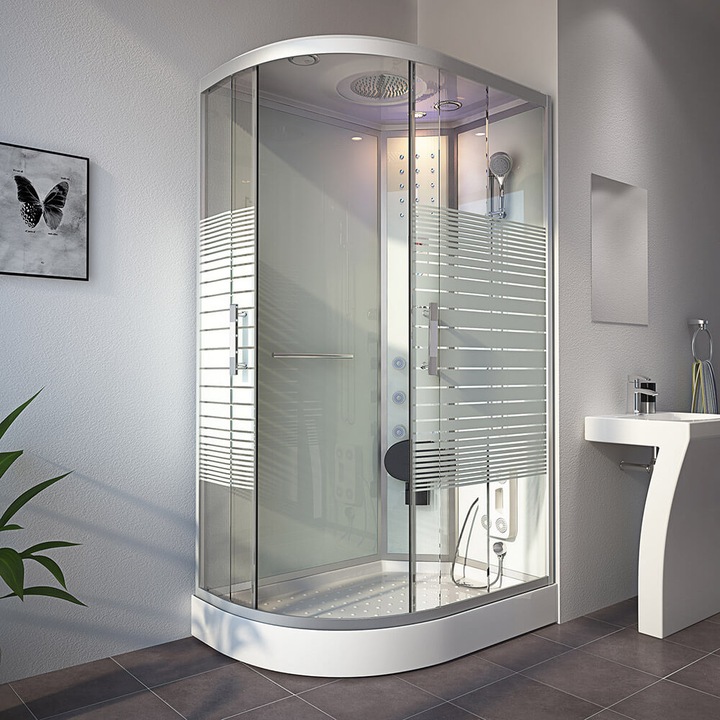 Produktbild Home Deluxe Dampfdusche mit Wasserfall Dampfsauna MANTA XL, 120x80x220cm - Links