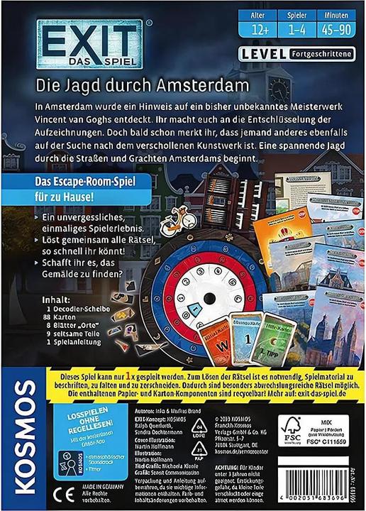 Produktbild Kosmos EXIT - Das Spiel: Die Jagd durch Amsterdam (Deutsch, 1 - 4 Spieler)