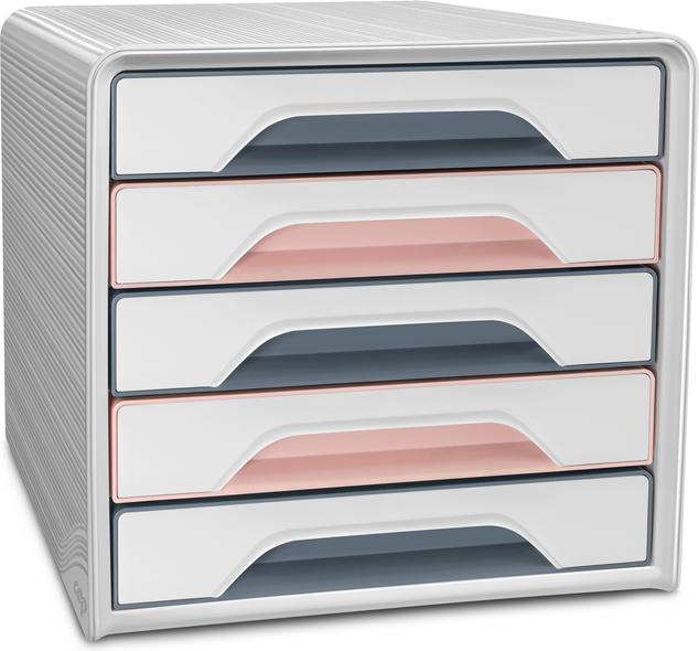 Produktbild Cep Schubladenbox Smoove Mineral 7-111 5 Schubladen weiss/grau/pink (A4)