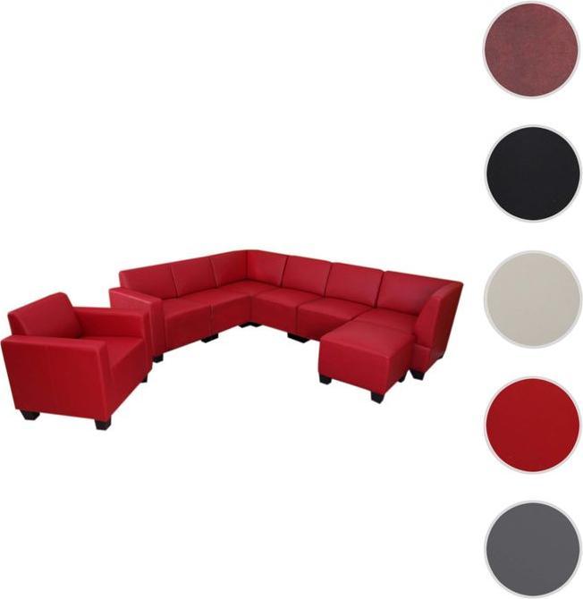 Produktbild Mendler Modular Sofa-System Couch-Garnitur Lyon 6-1-1, Kunstleder, rot (Ecksofa)