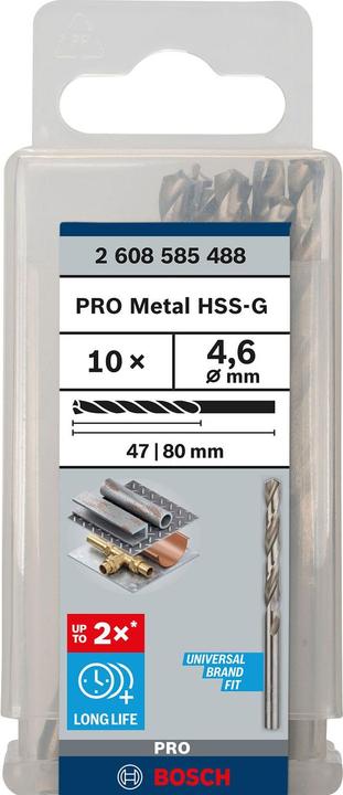 Produktbild Bosch Professional Zubehör PRO Metal HSS-G Spiralbohrer, 4,6 x 47 x 80 mm (4.6 mm)