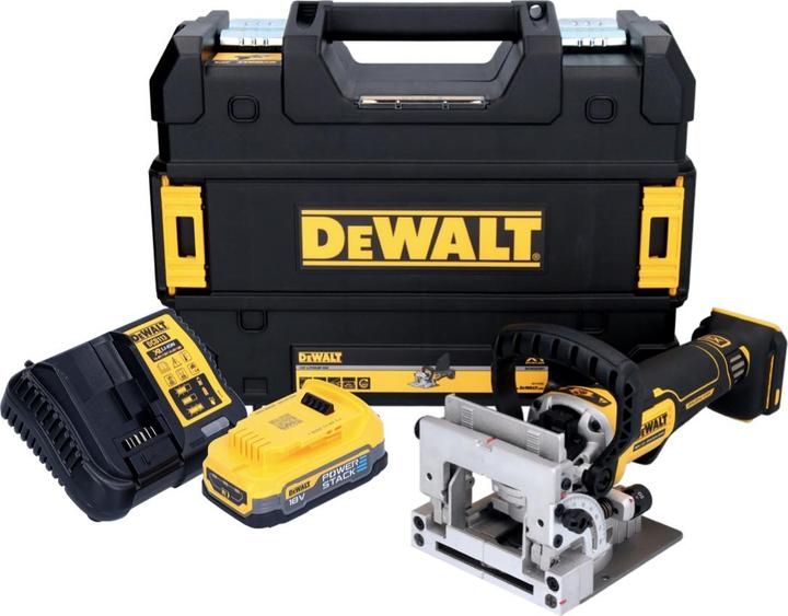 Actual product image DeWalt DCW 682 E1T Cordless flat dowel cutter 18 V 102 x 20 mm Brushless + 1x Powerstack battery 1.7 Ah +