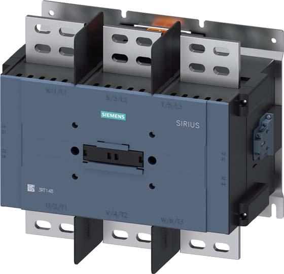 Produktbild Siemens Schütz, AC-1, 1700 A, 3polig, AC 100-240V, DC 100-220V, 2S+2Ö, Antrieb elektr... 3RT14856AP36
