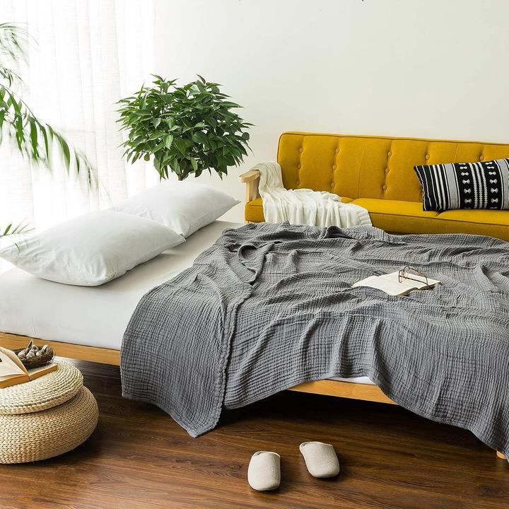 Image du produit Milkii 6-lagige Musselin Decke, 130x180 cm - Grau (130 x 180 cm)