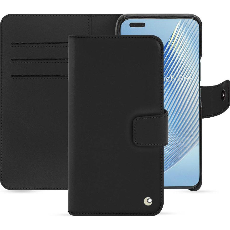 Noreve Lederschutzhülle Honor Magic5 Pro (Honor Magic5 Pro), Smartphone Hülle, Schwarz