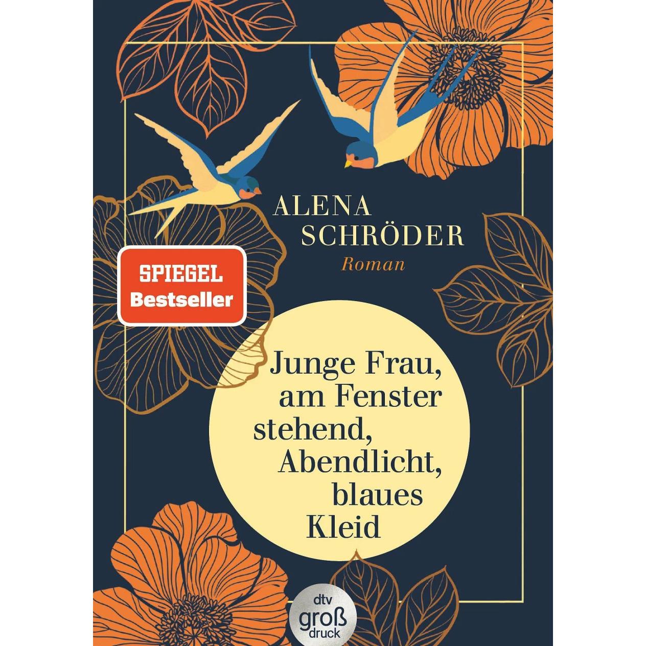Thumbnail - Junge Frau, am Fenster stehend, Abendlicht, blaues Kleid, Belletristik von Alena Schröder
