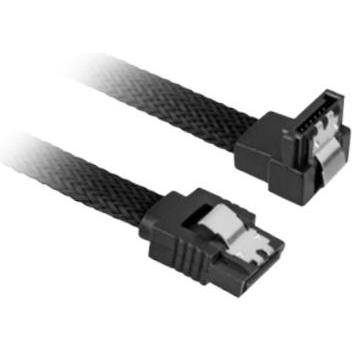 Sharkoon Shark Sata III Kabel 90° sleeve bk 0,30m, Interne Kabel (PC)
