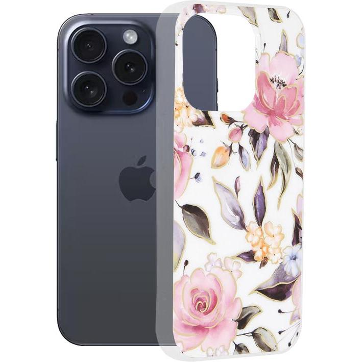 Techsuit - Marble Series - iPhone 15 Pro - Chloe White (Apple iPhone 15 Pro), Cover smartphone, Bianco