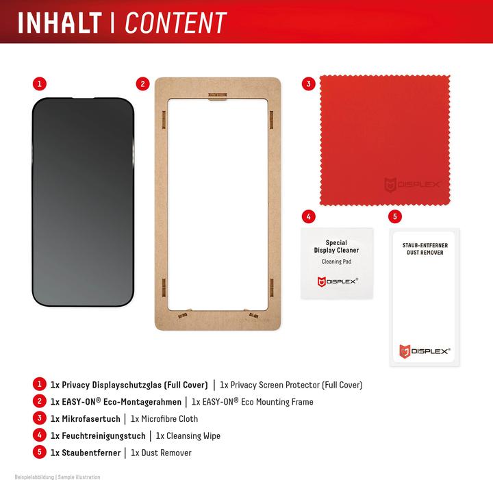 Produktbild Displex Privacy Glass, Privacy Full Cover Panzerglas (1 Stück, Apple iPhone 16 Plus)