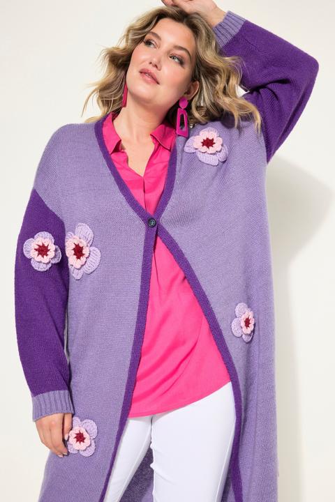 Produktbild Miamoda Strickjacke, Straight Fit, Blüten-Streifen, Langarm (46, 48)