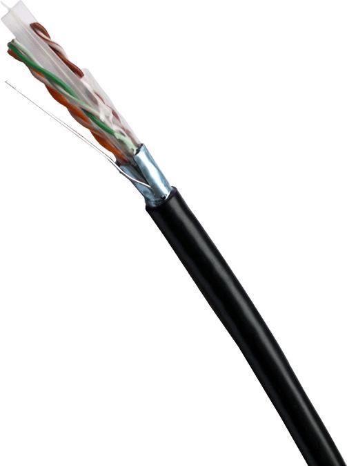 Datacom FTP drát CAT6 PE,Fca 100m cívka,černý,OUTDOOR, metráž (FTP, CAT6, 100 m)