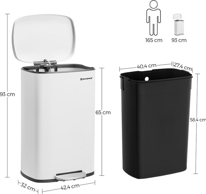 Produktbild Songmics Mülleimer 50,0 l weiss (50 l)