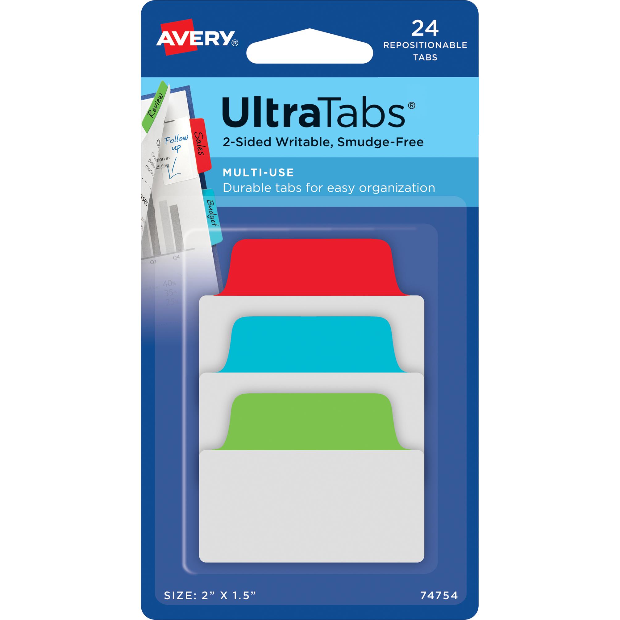 Avery, Haftnotiz, Zweckform Haftstreifen UltraTabs Klassik, 50,8 x 38 mm beschreibbare Taben, aus Polyester, papierbe