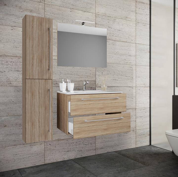 Produktbild VCM 4.-tlg. Waschplatz Waschtisch Badinos 2 Schubladen Spiegel