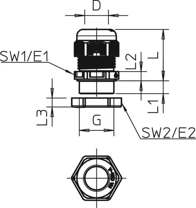 Actual product image OBO Bettermann Cable gland V-TEC VM20+ lgr with locknut
