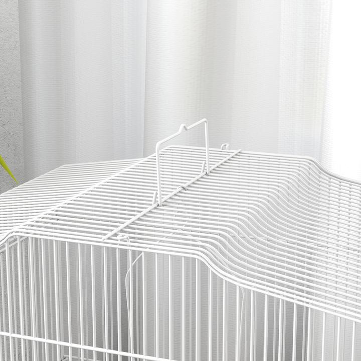 Produktbild PawHut Vogelkäfig Stahl, Kunststoff Weiss