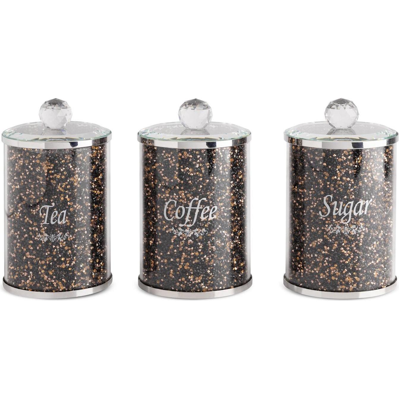 Eurofirany, Vase, C/VENTOSA/KPL/06 10X10X17/X3 SCHWARZ+GOLD (3 x, 10 x 10 x 17 cm)