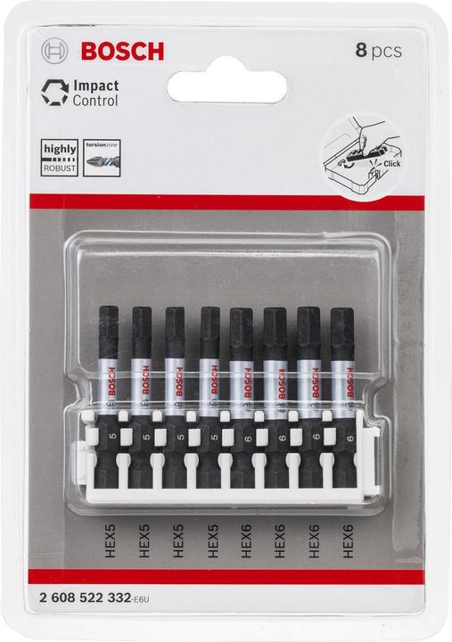 Produktbild Bosch Professional Zubehör Schrauberbit Impact Control Power Bit Pack, 8-tlg., 4x H5, 4 x H6 (Sechskant (hexagonal) M5, Sechskant (hexagonal) M6)