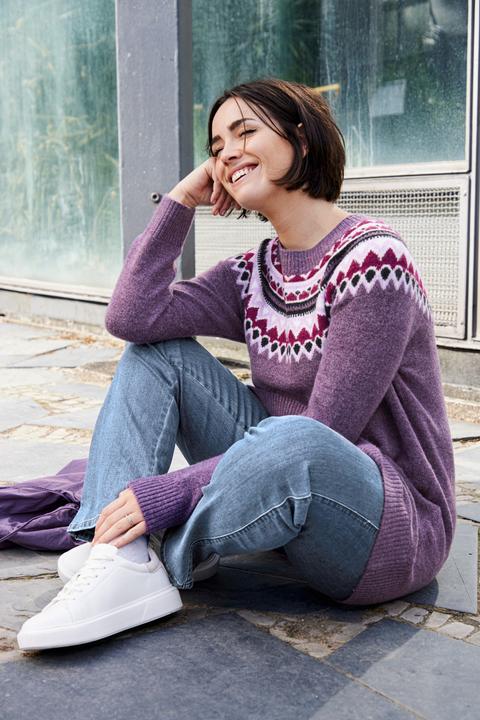 Actual product image Ulla Popken Norweger-Pullover, Rundhals, Raglan-Langarm (42, 44)