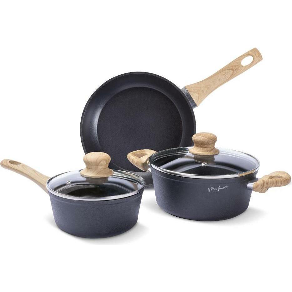Lamart Natur LT1282 – 5-Piece Cookware Set, Black, Padella + Pentola, Nero
