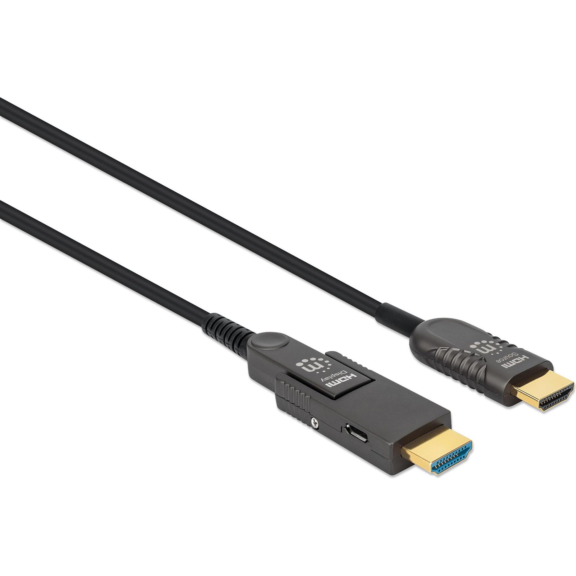 Manhattan Aktives optisches High Speed HDMI-Glasfaserkabel mit abnehmbarem Stecker (20 m, HDMI), Video Kabel