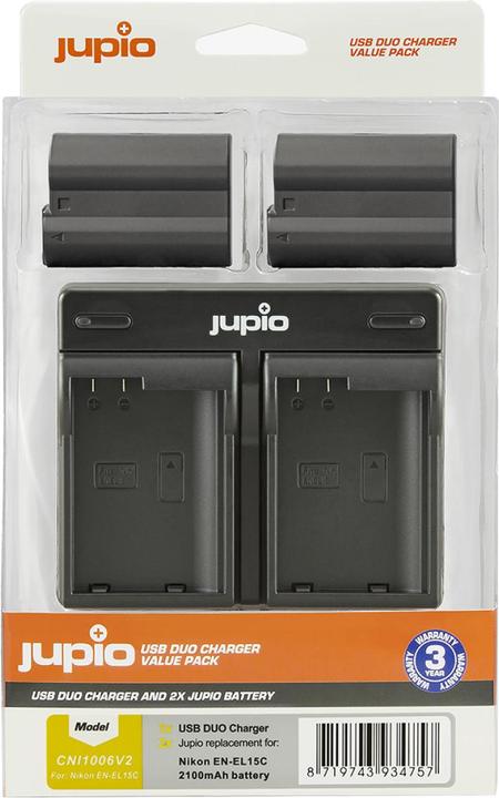 Jupio Value Pack: 2X Battery EN-EL15C 2100mAh + USB Dual Charger
