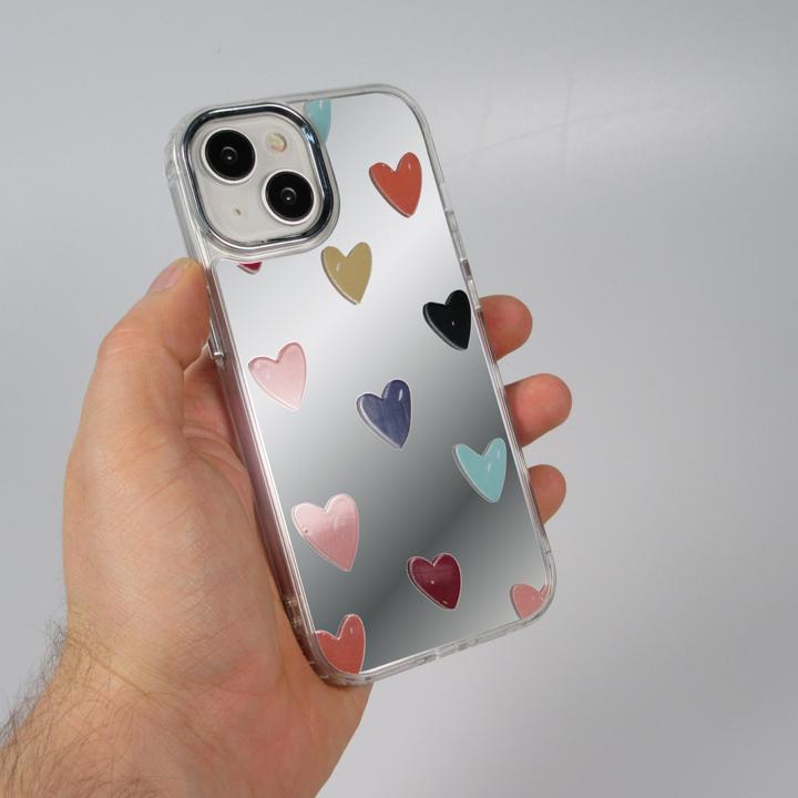 Actual product image PhoneLook Many Hearts silicone cover with mirror effect (Apple iPhone 14)