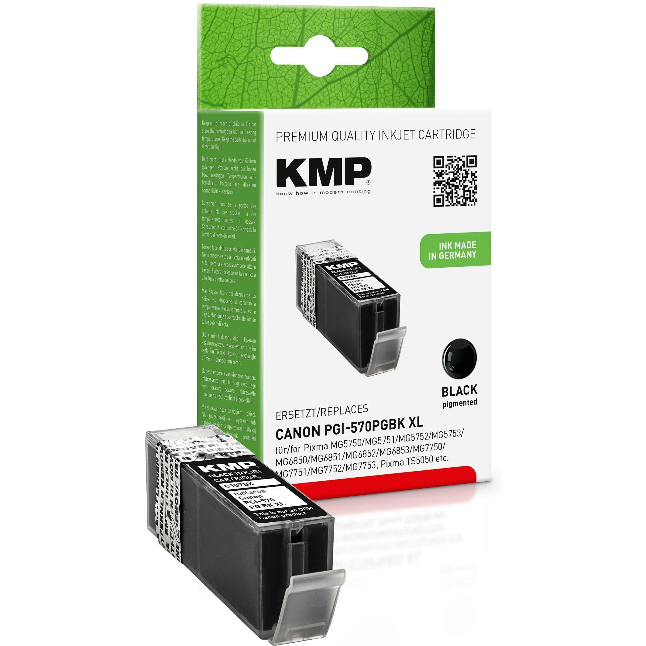 KMP, Druckerpatrone, C107BPIX Tintenpatrone sw komp. mit Canon PGI-570 XL PGBK (BK)
