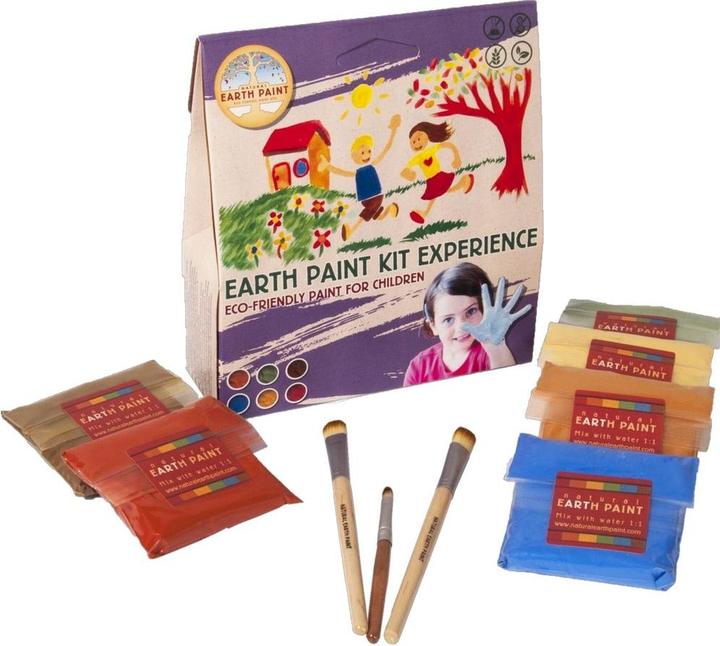 Immagine prodotto Natural Earth Paint Colore per bambini (Arancia, Blu, Rosso, Verde, Marrone, Giallo, 2000 ml)