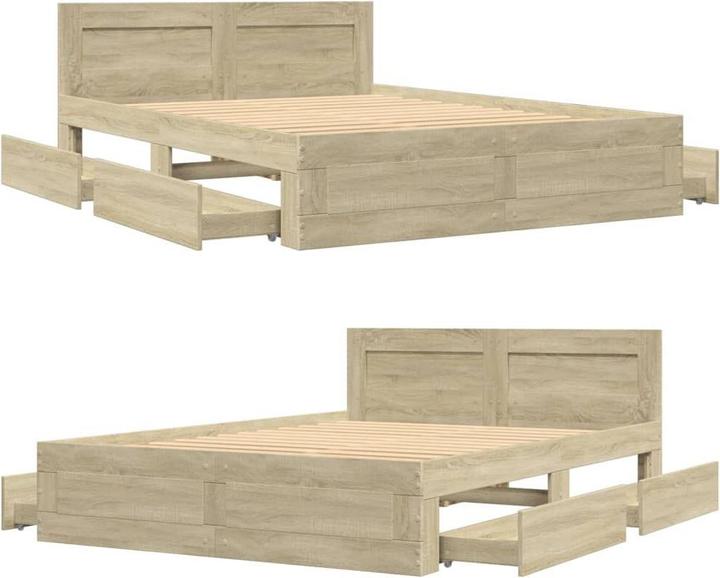 Actual product image vidaXL Bed frame with headboard (140 x 190 cm)