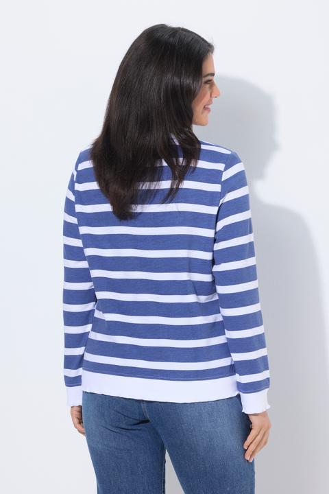 Produktbild Ulla Popken Sweatshirt, Ringel, Schriftzug, Rundhals, Langarm (62)