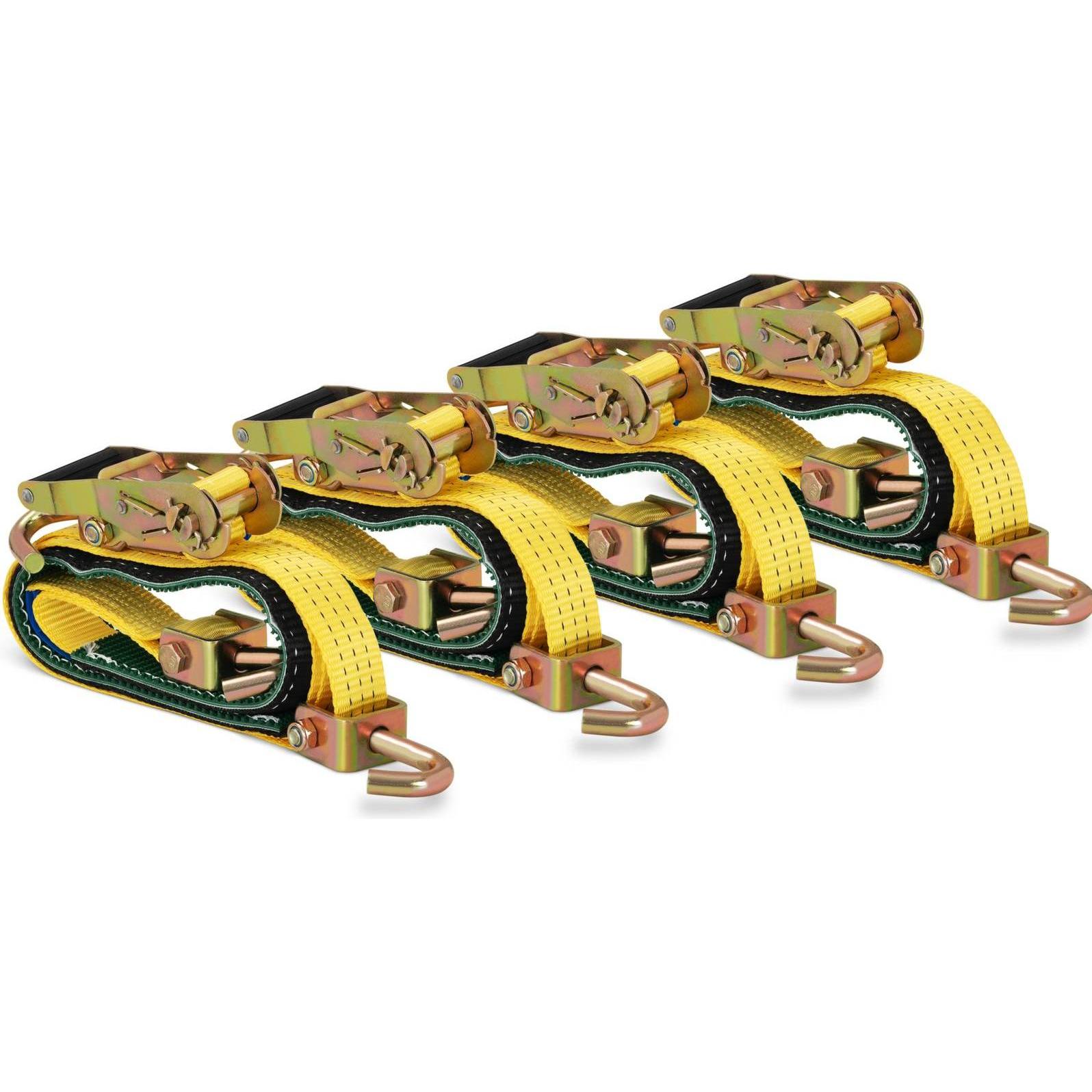 MSW, Spanngurt + Ladungssicherung, 4 Spanngurte Ratsche Autotransport Zurrgurt PKW Ratschengurt mit Haken 38,1 mm