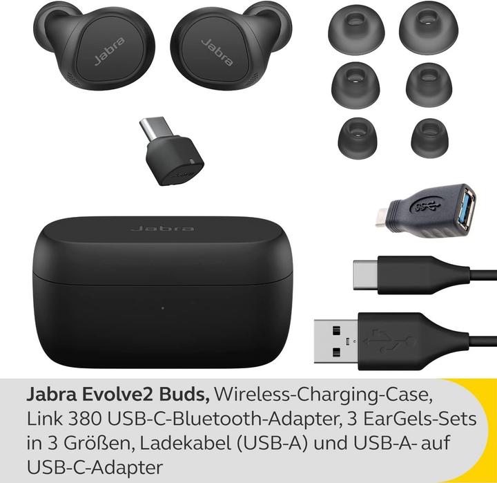 Image du produit Jabra Evolve2 Buds UC (Sans fil, USB-C, Réunion Google, Zoom)