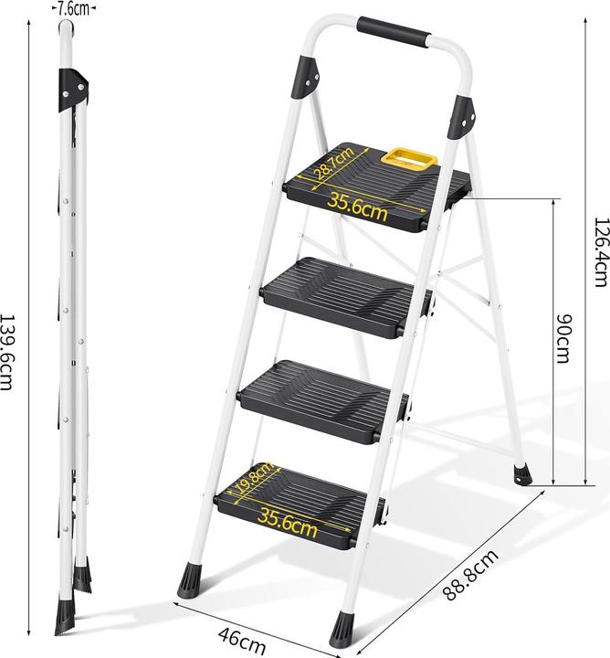Produktbild Kingrack 4 Stufen Klappleiter (Klapptritt, 126.40 cm)