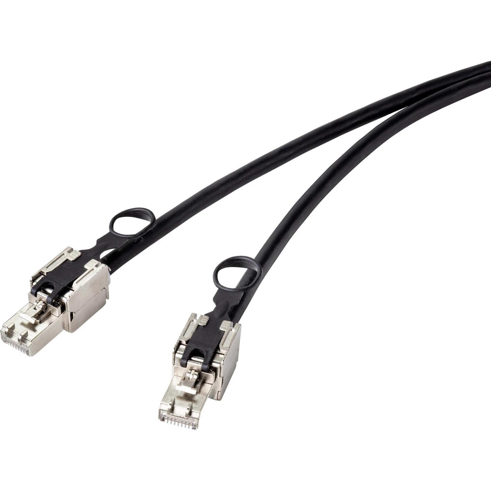 Renkforce RJ45 Netzwerk Anschlusskabel CAT 6a S/FTP LSZH 0.25 m mit Zugring (S/FTP, CAT6a, 0.25 m), Netzwerkkabel
