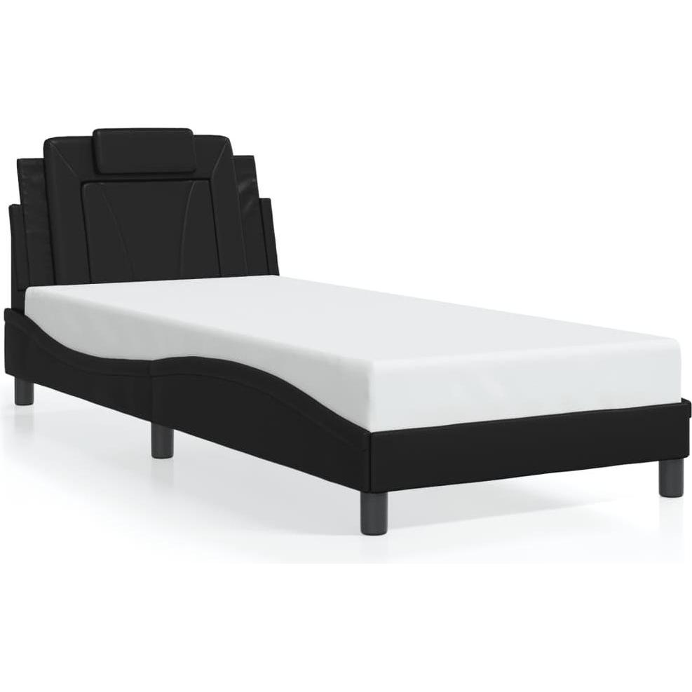 VidaXL, Bett, Bettgestell mit Kopfteil Kunstleder (90 x 190 cm)