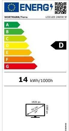 Etichetta energetica Wortmann TERRA LCD/LED 2465W PV bianco USB-C/DP/HDMI GREENLI (1920 x 1080 pixel, 23.80")