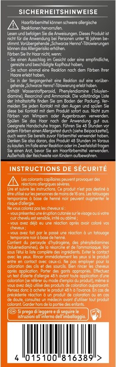 Valeurs nutritives et ingrédients Schwarzkopf Kit de raccords Contrecollage de raccords A3 brun rouge (R3)