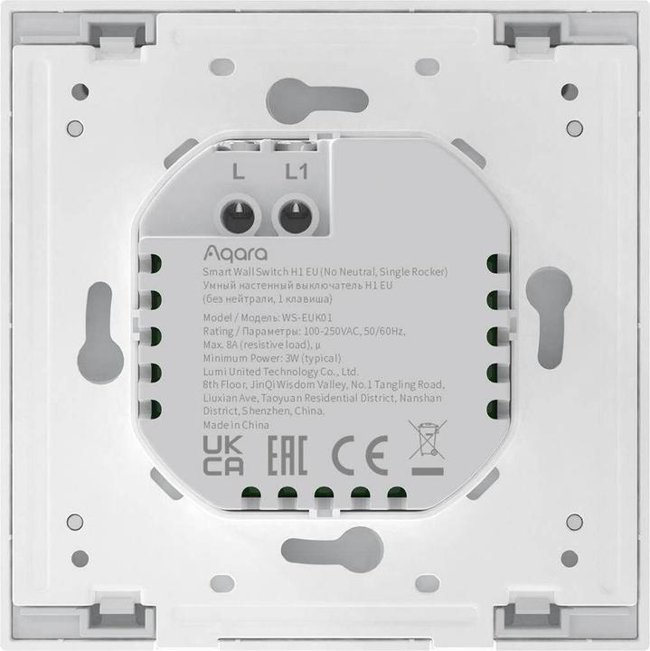 Produktbild Aqara Smart Wall Switch H1 Grau No Neutral, Single Rocker (Zigbee)
