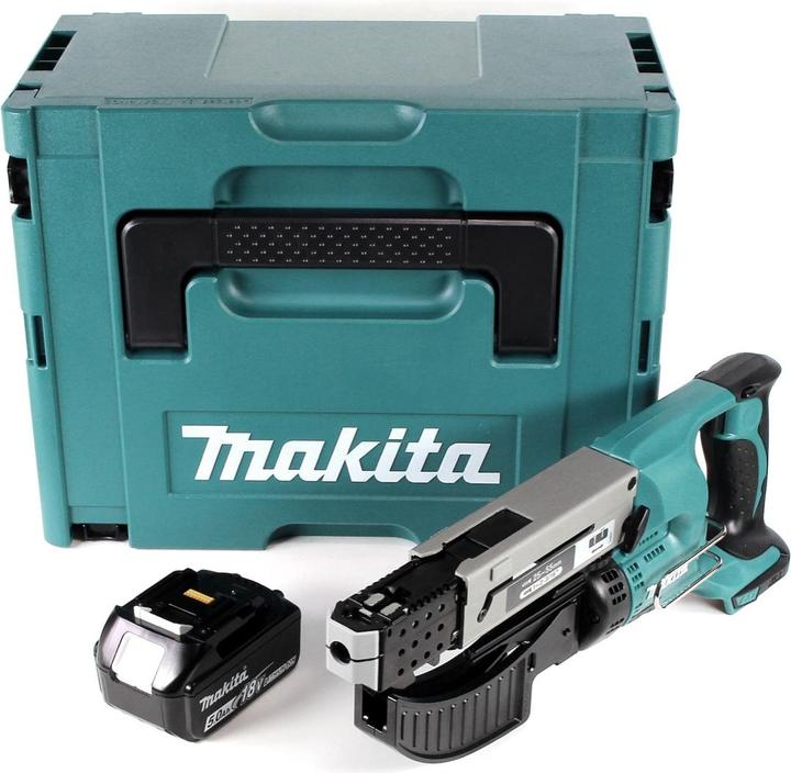 Actual product image Makita DFR 550 T1J Battery magazine screwdriver 18V 25-55mm + 1x battery 5.0Ah + Makpac - without charger (Rechargeable battery operated)