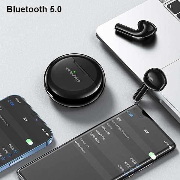 Immagine prodotto Awei słuchawki Bluetooth 5.0 T17 TWS+ stacja dokująca biały/white (ANC, 2.50 h, Docking, Senza fili)
