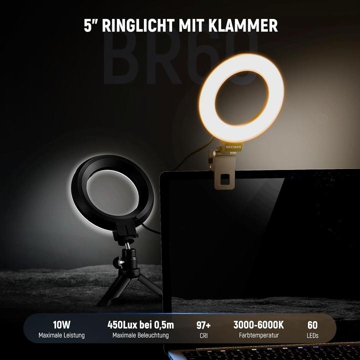 Actual product image Neewer Dimmbares Ringlicht mit Klemme und Tischstativ (Ring light)