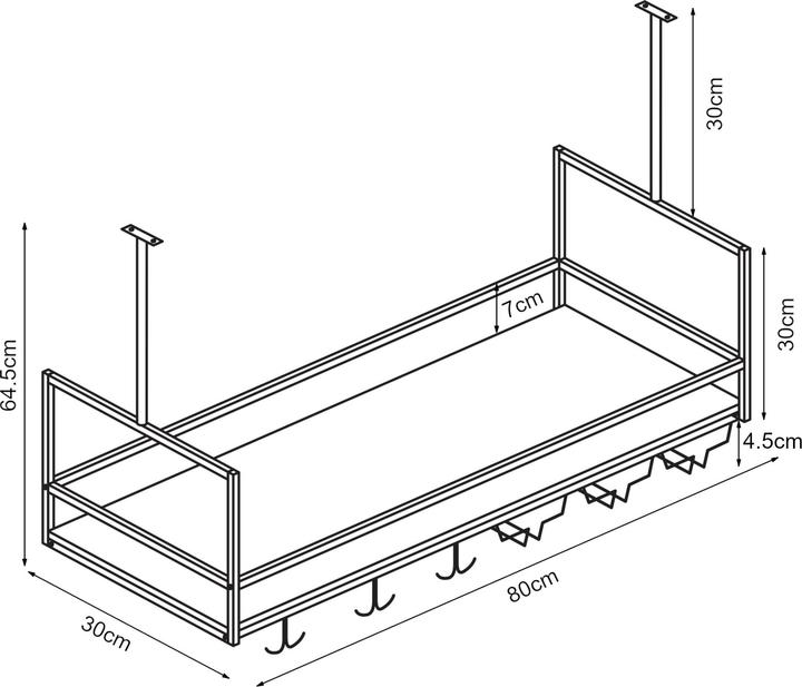 Actual product image En.Casa Weinregal mit Glashalterung Borejle 80x30x65 cm Schwarz/Walnussoptik