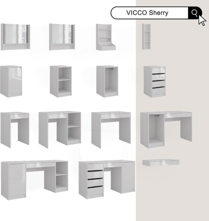 Produktbild Vicco Sherry mit LED-Spiegel (128.20 x 50.10 x 76 cm)