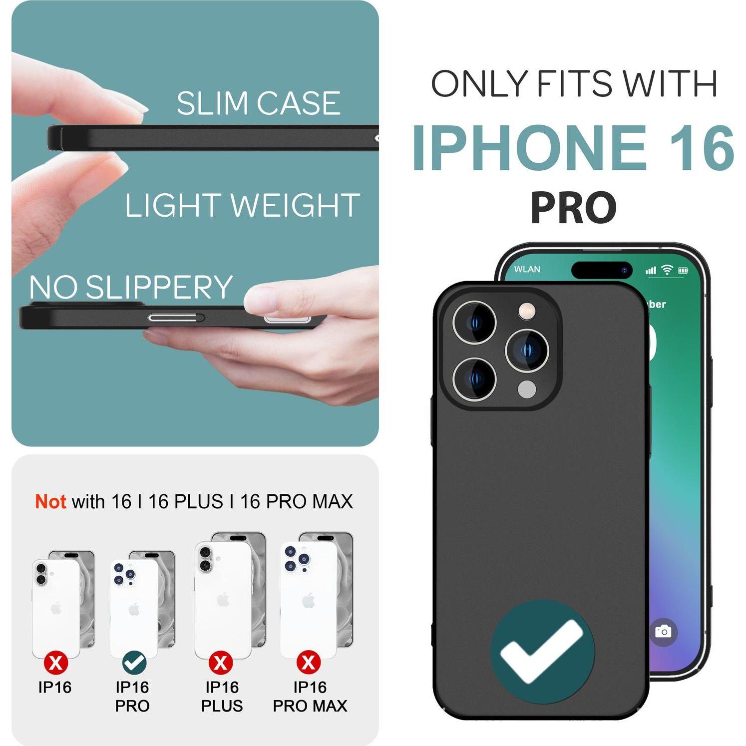 Thumbnail - Nalia Extra Dünne Handyhülle 0,5mm (Apple iPhone 16 Pro), Smartphone Hülle, Schwarz